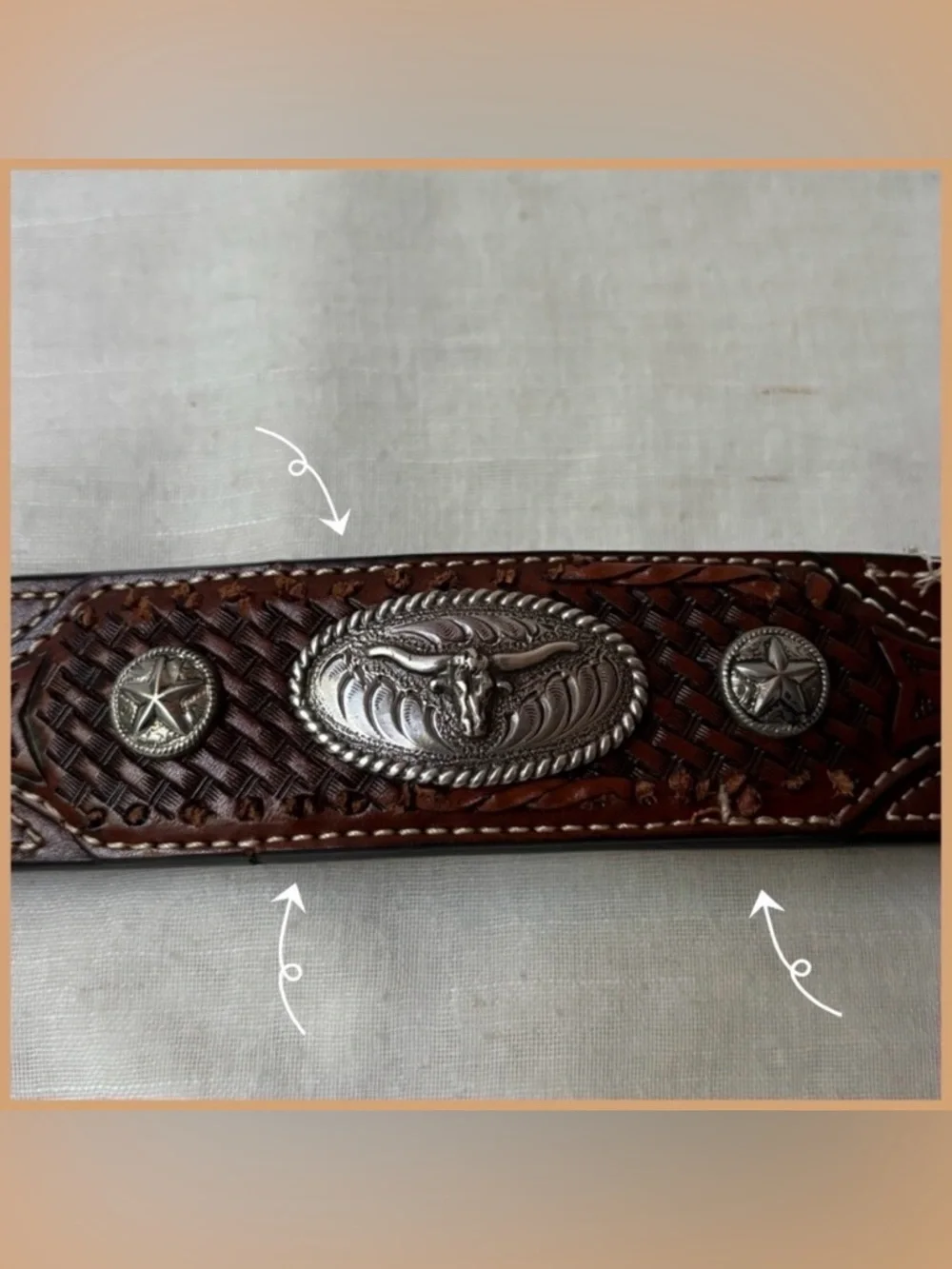 Western Hand Tooled Leather Belt